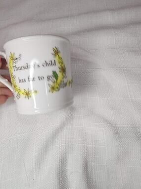 Royal Worcester Thursday's Child Bone China Mug Vintage England Grandmacore